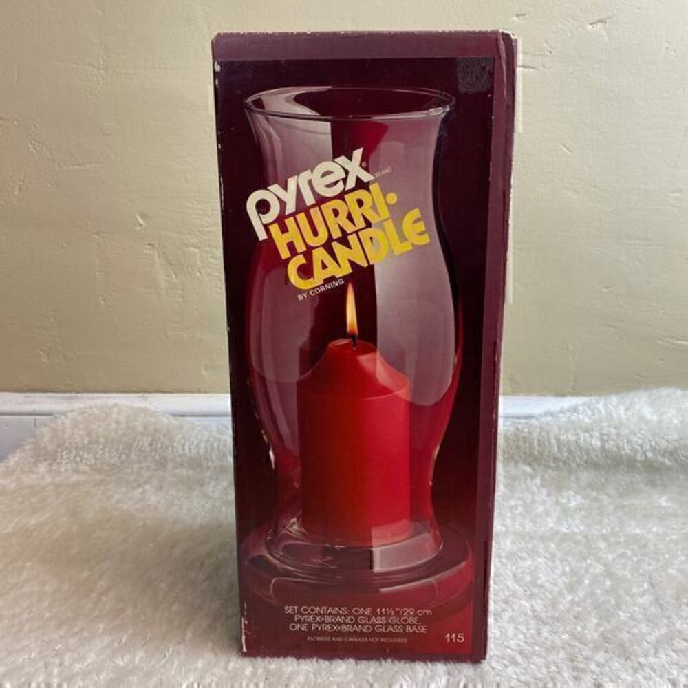 Vintage In Box Pyrex Hurri-Candle Clear Glass Globe Tall Large Decorative